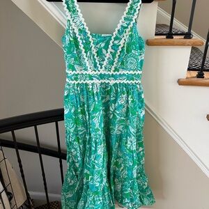 Lilly Pulitzer Green and White Printed Sundress